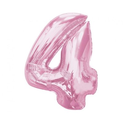 Číslice "4" růžová 92cm fóliový balónek