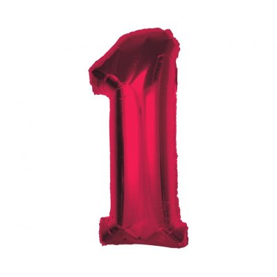 Číslice "1" červená 92cm fóliový balónek