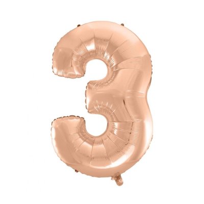 Číslice "3" rosegold 92cm fóliový balónek
