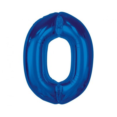 Číslice "0" modrá 92cm fóliový balónek