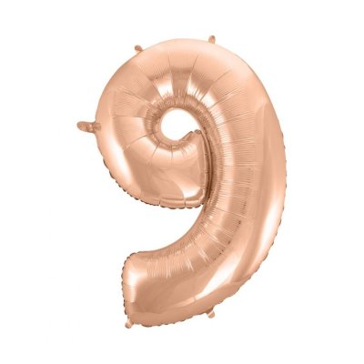 Číslice "9" rosegold 92cm fóliový balónek