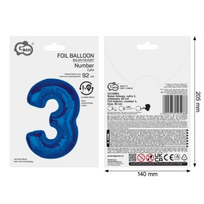 Číslice "3" modrá 92cm fóliový balónek - 102813.jpg