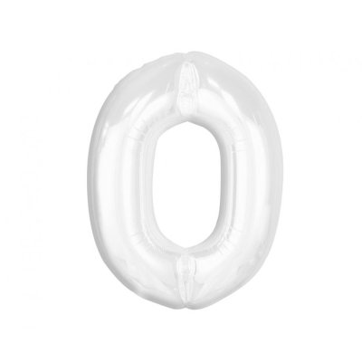 Číslice "0" bílá 92cm fóliový balónek