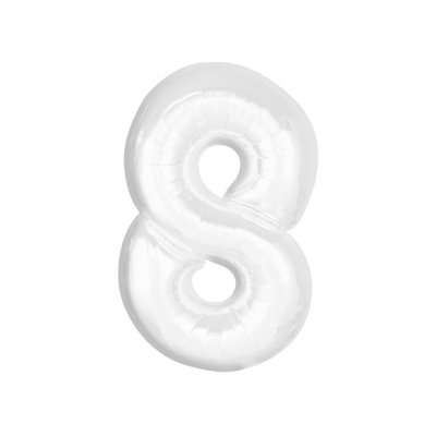 Číslice "8" bílá 92cm fóliový balónek