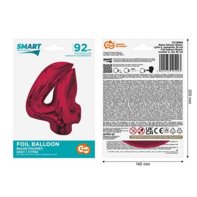 Číslice "4" červená 92cm fóliový balónek - 89475.jpg
