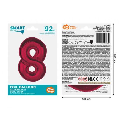 Číslice "8" červená 92cm fóliový balónek - 89487.jpg
