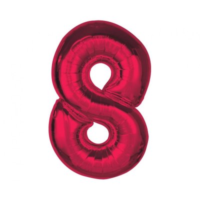 Číslice "8" červená 92cm fóliový balónek