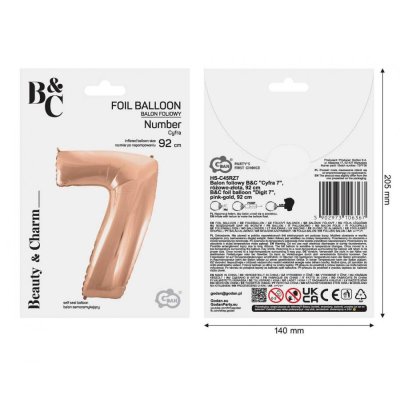 Číslice "7" rosegold 92cm fóliový balónek - 96982.jpg