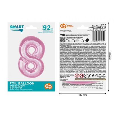 Číslice "8" růžová 92cm fóliový balónek - 89409.jpg