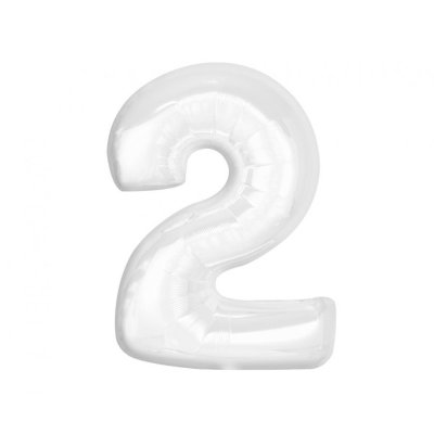 Číslice "2" bílá 92cm fóliový balónek