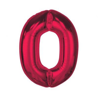 Číslice "0" červená 92cm fóliový balónek