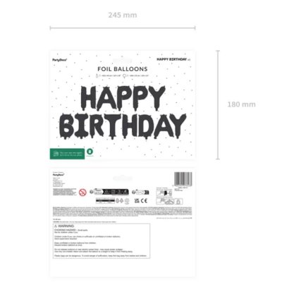 Nápis "Happy Birthday" černý - fóliové balónky - Screenshot 2026-06-05 at 13-28-52 Foil Balloon Happy Birthday 340x35cm black - Designer decorations and ideas for every party! - PartyDeco.png