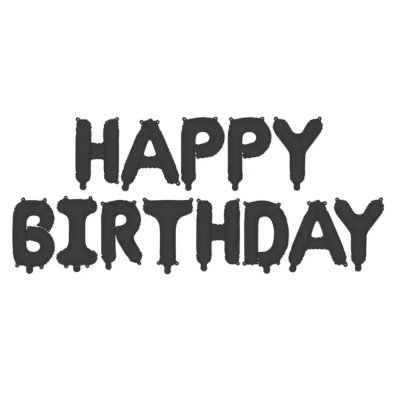 Nápis "Happy Birthday" černý - fóliové balónky