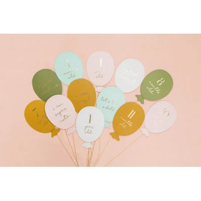 Kartičky "Milníky" ve tvaru balónků, mix barev, 12ks - Screenshot 2026-06-05 at 15-30-47 Milestone Cards Balloons mix 11.5x17cm - Designer decorations and ideas for every party! - PartyDeco.png