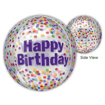 Koule Happy Birthday konfety 40cm fóliový balónek