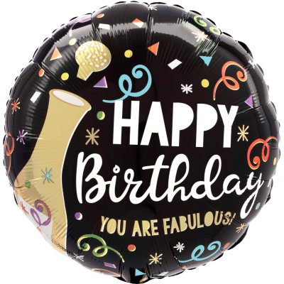 Kruh černý "HB You are Fabulous!" 45cm fóliový balónek