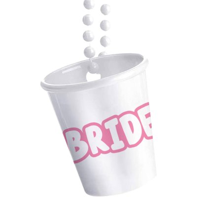 Kelímek - panák "Bride" na řetízku bílý, 1ks