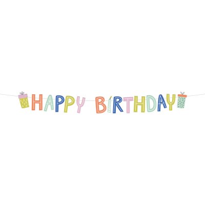 Baner závěsný "Happy Birthday" barevný, 1,5m
