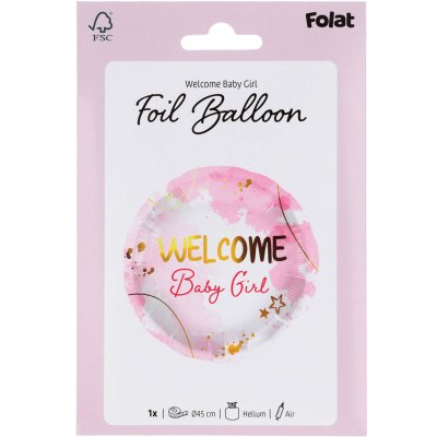 Kruh "Welcome Baby Girl" 45cm fóliový balónek - 8714572679541_5.jpg