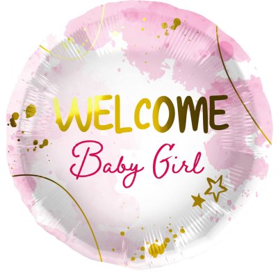 Kruh "Welcome Baby Girl" 45cm fóliový balónek