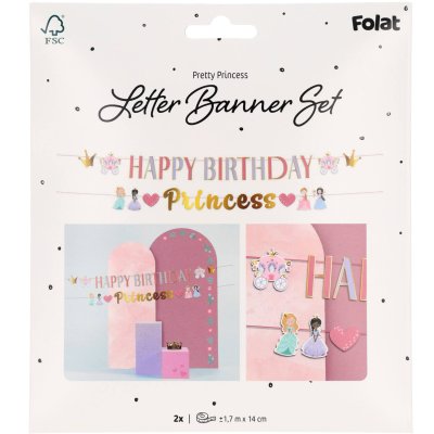 Baner závěsný "Happy Birthday Princess" růžový, 1,5m - 8714572274883_5.jpg
