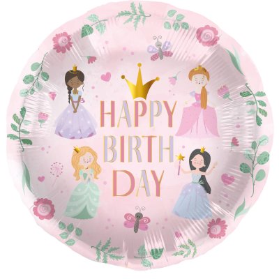 Kruh "Happy Birthday" princezny 45cm fóliový balónek
