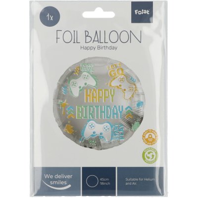 Kruh "Happy Birthday" gaming 45cm fóliový balónek - 8714572679350_5.jpg