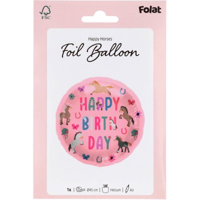 Kruh "Happy Birthday" koně 45cm fóliový balónek - 8714572275101_5.jpg