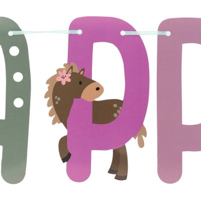 Baner závěsný "Horse Party Happy Birthday" barevný, 1,5m - 8714572275057_2.jpg