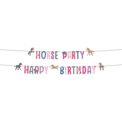 Baner závěsný "Horse Party Happy Birthday" barevný, 1,5m