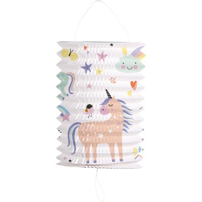 Lampion papírový válec Jednorožci, 16cm