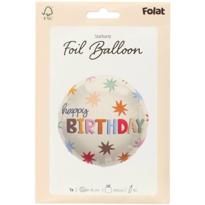 Kruh "Happy Birthday" barevné hvězdy 45cm fóliový balónek - 8714572268691_5.jpg