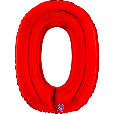 Číslice "0" červená 66cm/26" fóliový balónek nafukovací