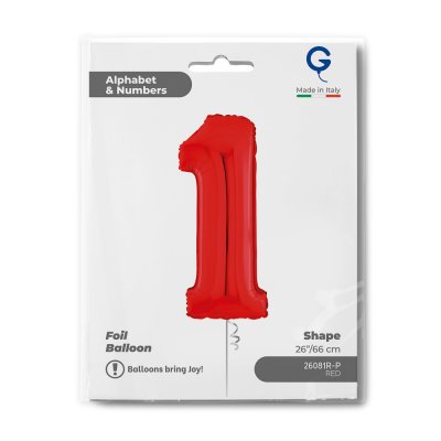 Číslice "1" červená 66cm/26" fóliový balónek nafukovací - 26081r-p-b.jpg