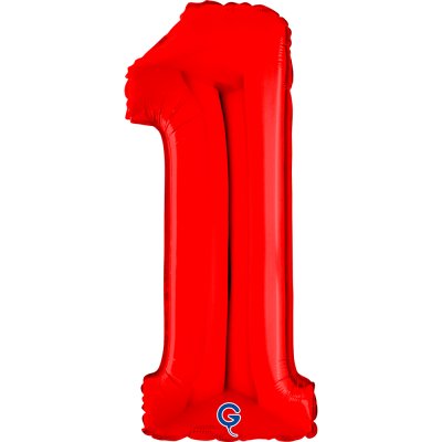 Číslice "1" červená 66cm/26" fóliový balónek nafukovací