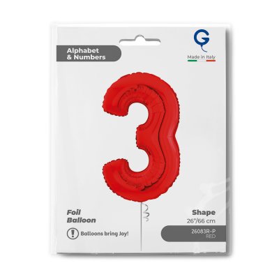 Číslice "3" červená 66cm/26" fóliový balónek nafukovací - 26083r-p-b.jpg