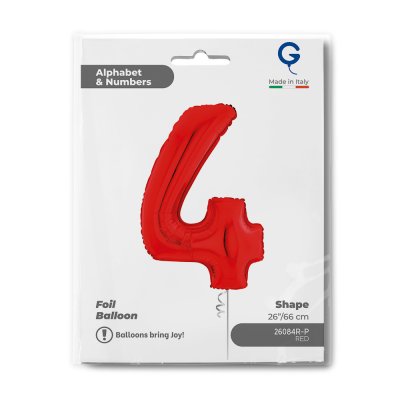 Číslice "4" červená 66cm/26" fóliový balónek nafukovací - 26084r-p-b.jpg
