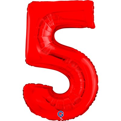 Číslice "5" červená 66cm/26" fóliový balónek nafukovací