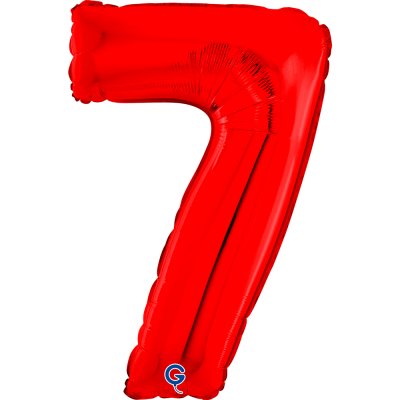 Číslice "7" červená 66cm/26" fóliový balónek nafukovací