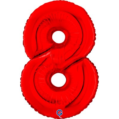 Číslice "8" červená 66cm/26" fóliový balónek nafukovací