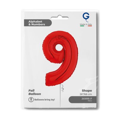 Číslice "9" červená 66cm/26" fóliový balónek nafukovací - 26089r-p-b.jpg