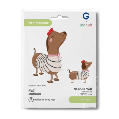 Chodící jezevčík 32"/81cm fóliový balónek nafukovací - gpw09-p-b.jpg