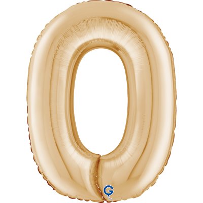 Číslice světle zlatá 0 (66cm,26") fóliový balónek nafukovací