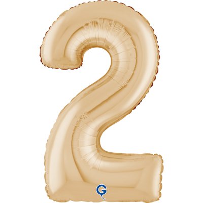 Číslice světle zlatá 2 (66cm,26") fóliový balónek nafukovací