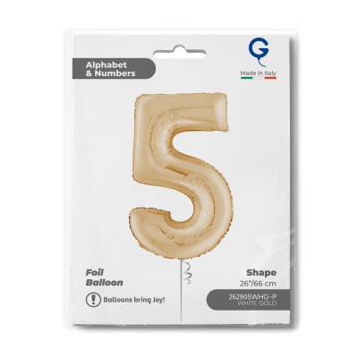 Číslice světle zlatá 5 (66cm,26") fóliový balónek nafukovací - 262905whg-p-b.jpg