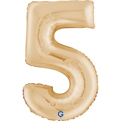 Číslice světle zlatá 5 (66cm,26") fóliový balónek nafukovací