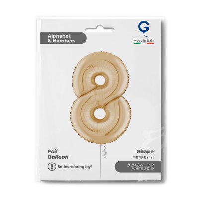 Číslice světle zlatá 8 (66cm,26") fóliový balónek nafukovací - 262908whg-p-b.jpg