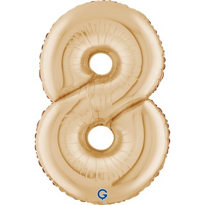 Číslice světle zlatá 8 (66cm,26") fóliový balónek nafukovací