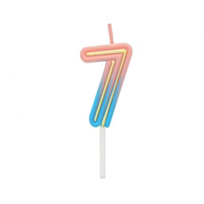 Svíčka dortová "7" NEON barevná, 4,4cm