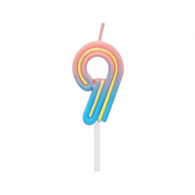 Svíčka dortová "9" NEON barevná, 4,4cm